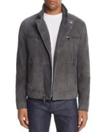 John Varvatos Collection Gray Suede Moto Jacket at Bloomingdales